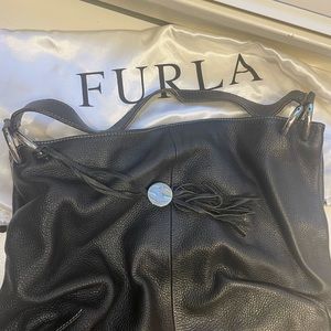 Black Pebbled Leather Furla Bag